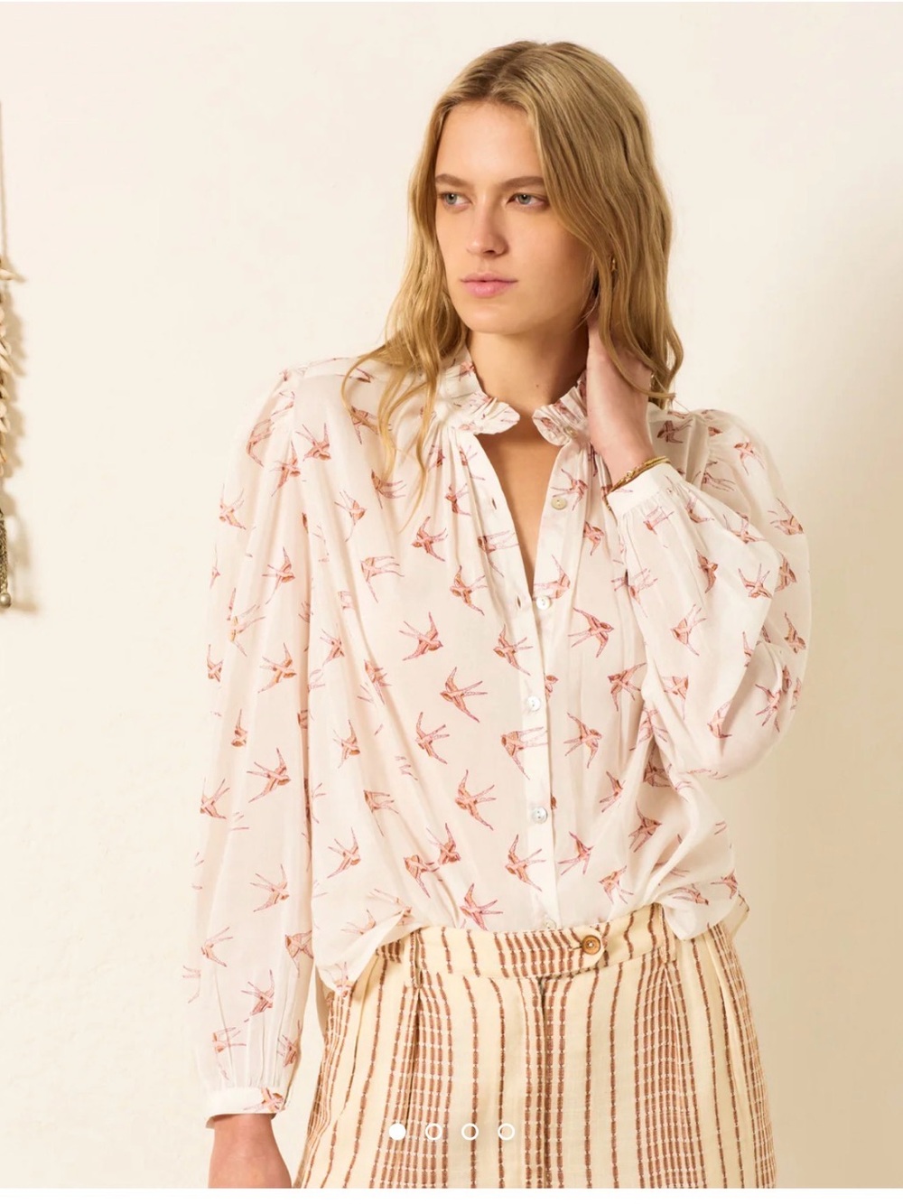 Alix of Bohemia Annabel Cedar swallow blouse size S